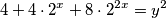 4 + 4\cdot 2^x + 8\cdot 2^{2x} = y^2