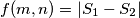 f(m,n) = | S_1 - S_2 |