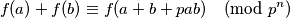 f(a)+f(b) \equiv f(a+b+pab) \pmod{p^n}