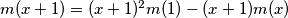 m(x+1) = (x+1)^2 m(1) - (x+1)m(x)