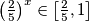 {\left( \frac{2}{5}\right)}^{x} \in \left[ \frac{2}{5}, 1 \right]