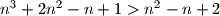 n^3 + 2n^2 - n + 1 > n^2 - n + 2