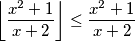 \left\lfloor \frac{x^2 + 1}{x +2} \right\rfloor \leq \frac{x^2 + 1}{x + 2}
