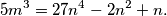 5m^3 = 27n^4 - 2n^2 + n.
