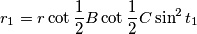 r_1=r \cot \frac 12 B \cot \frac 12 C \sin^2 t_1