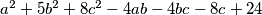a^2 + 5b^2 + 8c^2 - 4ab - 4bc - 8c + 24
