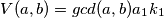 V(a , b) = gcd(a , b)a_1k_1