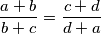 \frac{a+b}{b+c}=\frac{c+d}{d+a}