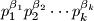 p_1^{\beta_1}p_2^{\beta_2}\cdots p_k^{\beta_k} 