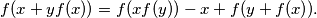 f(x+yf(x)) = f(xf(y)) - x + f(y+f(x)).