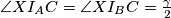 \angle XI_AC=\angle XI_BC = \frac{\gamma}{2}