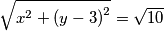\sqrt{{x}^{2}+{(y-3)}^{2}}= \sqrt{10}