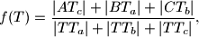 
f(T)=\dfrac{|AT_c|+|BT_a|+|CT_b|}{|TT_a|+|TT_b|+|TT_c|},
