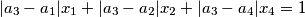 |a_3-a_1|x_1+|a_3-a_2|x_2+|a_3-a_4|x_4=1