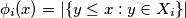 \phi_i(x) = | \{ y \leq x : y \in X_i \} |