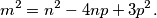 m^2 = n^2 - 4np + 3p^2.