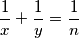 \frac1x + \frac1y = \frac1n
