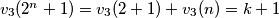 v_3(2^n+1)=v_3(2+1)+v_3(n)=k+1