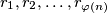 r_1, r_2, \ldots, r_{\varphi(n)}