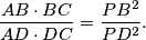 \frac{AB\cdot BC}{AD\cdot DC}=\frac{PB^2}{PD^2}.
