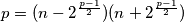 p = (n - 2^{\frac{p - 1}{2}})(n + 2^{\frac{p - 1}{2}})