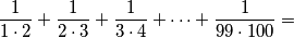 \frac{1}{1\cdot 2}+\frac{1}{2\cdot 3}+\frac{1}{3\cdot 4}+\dots+\frac{1}{99\cdot 100}=