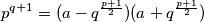 p^{q+1}=(a-q^{\frac{p+1}{2}})(a+q^{\frac{p+1}{2}})