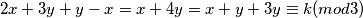 2x+3y+y-x=x+4y=x+y+3y \equiv k (mod 3)