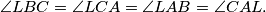 \angle LBC = \angle LCA = \angle LAB = \angle CAL.