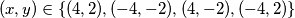 (x,y) \in \{ (4,2),(-4,-2),(4,-2),(-4,2) \}