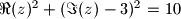 \Re(z)^2 + (\Im(z) - 3)^2 = 10