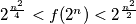 2^{\frac {n^2}{4}} < f(2^n) < 2^{\frac {n^2}2}