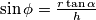 \sin \phi = \frac{r \tan \alpha}{h}