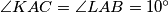 \angle KAC = \angle LAB = 10^{\circ}