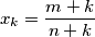 x_k = \frac{m + k}{n + k}