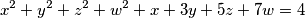 x^2 + y^2 + z^2 + w^2 + x + 3y + 5z + 7w = 4