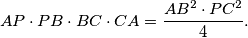 AP\cdot PB\cdot BC\cdot CA=\frac{AB^2\cdot PC^2}{4}.