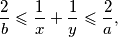 \frac{2}{b}\leqslant\frac{1}{x}+\frac{1}{y}\leqslant\frac{2}{a},