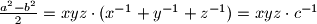 \frac{a^2-b^2}{2} = xyz \cdot (x^{-1} + y^{-1} + z^{-1}) = xyz \cdot c^{-1}