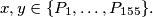 x,y \in \{P_1, \ldots, P_{155}\}.