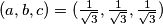 (a,b,c) = (\frac{1}{\sqrt{3}}, \frac{1}{\sqrt{3}}, \frac{1}{\sqrt{3}})