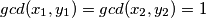 gcd(x_1, y_1) = gcd(x_2, y_2) = 1