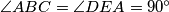 \angle ABC=\angle DEA=90^\circ
