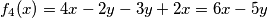 f_4(x)=4x-2y-3y+2x=6x-5y