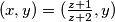 (x, y) = (\frac{z+1}{z+2}, y)
