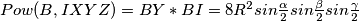 Pow(B,IXYZ)=BY*BI=8R^2sin \frac{\alpha}{2} sin \frac{\beta}{2}sin \frac{\gamma}{2}
