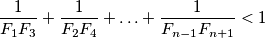 \frac{1}{F_1F_3}+\frac{1}{F_2F_4}+\ldots +\frac{1}{F_{n-1}F_{n+1}} < 1