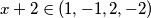 x + 2 \in (1, -1, 2, -2)
