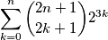 \sum \limits_{k=0}^{n} \binom{2n+1}{2k+1} 2^{3k}