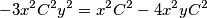 -3x^2C^2y^2 =  x^2C^2 - 4x^2yC^2